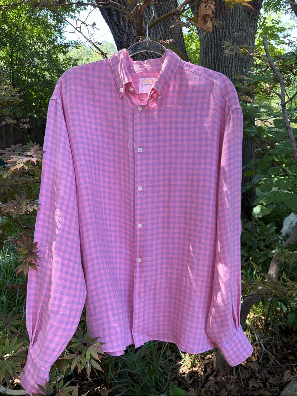 Men's Pink Button-Down Check Shirt